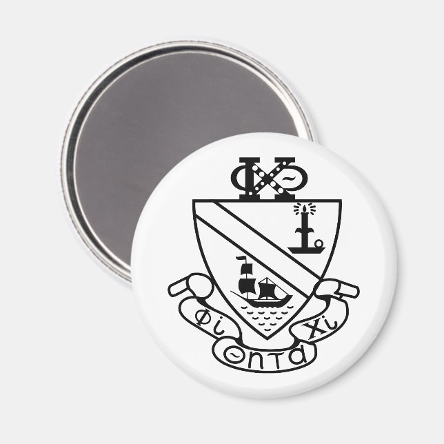 Phi Chi Theta-vapen svart-vit Magnet (Front/Back)