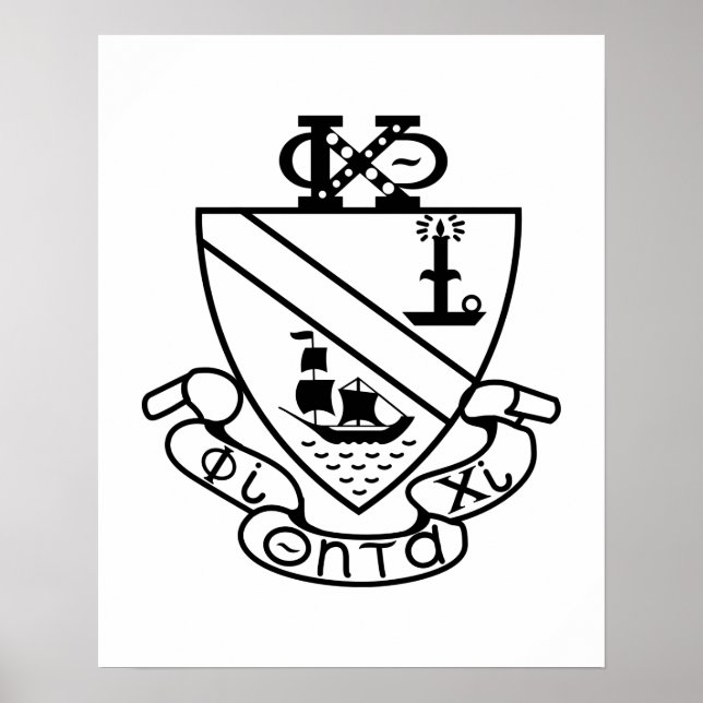 Phi Chi Theta-vapen svart-vit Poster (Framsidan)