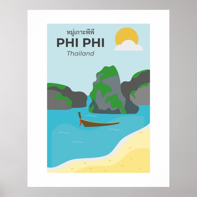 Phi Phi Island Thailand Travel Art Poster (Framsidan)
