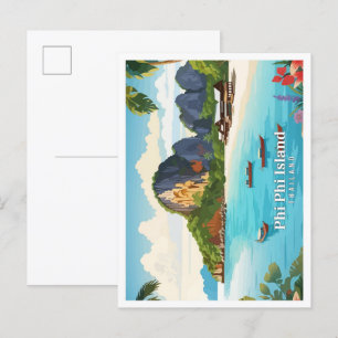Phi Phi Island Thailand Vintage resor Vykort