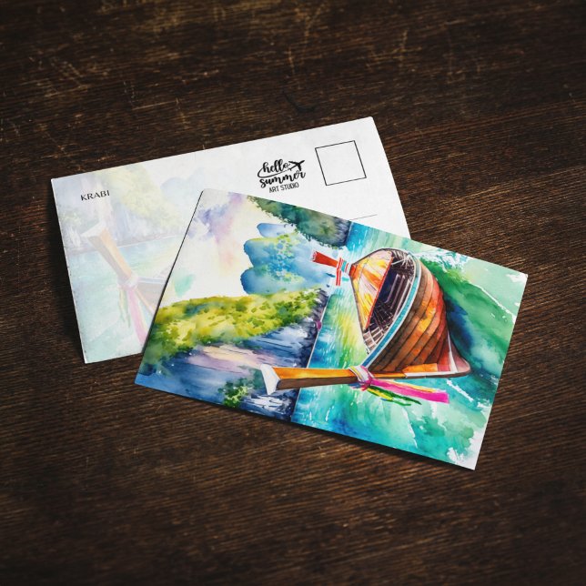Phi Phi Islands Krabi Thailand Watercolor Postcard Inbjudningar (Skapare uppladdad)