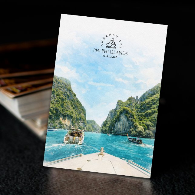 Phi Phi-öarna, Thailand | Souvenir i akvarell Vykort (Phi Phi Islands, Thailand | Watercolor Souvenir Postcard)