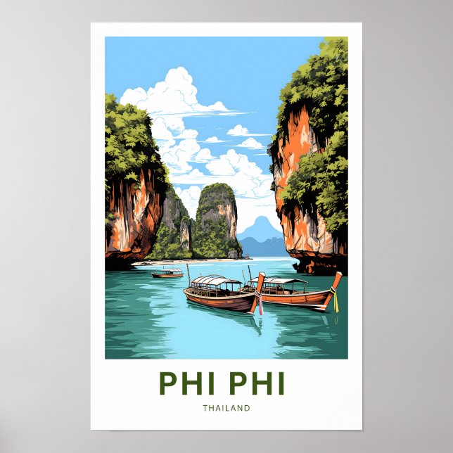 Phi Phi Thailand Travel Skriv ut Poster (Framsidan)
