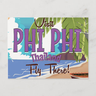 Phi Phi thailand vintage resor poster Vykort