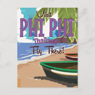 Phi Phi thailand vintage resor poster Vykort