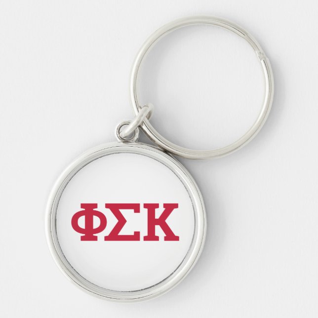 Phi Sigma Kappa-brev Rund Silverfärgad Nyckelring (Framsidan)