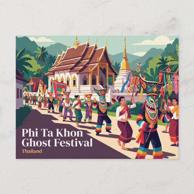 Phi Ta Khon spökfestival, Dan Sai Thailand Vykort (Framsida)