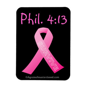 Phil 4:13 Överlev Rosa Ribbon Magnet