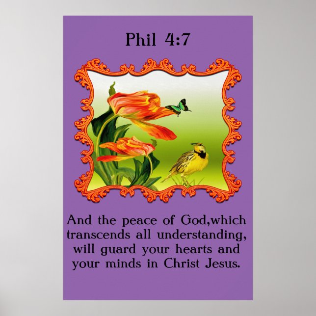 Phil 4:7 Gult och svart myggfågel Poster (Framsidan)