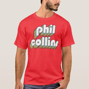 Phil Collins Retro Regbow Typography Faded Stil T Shirt