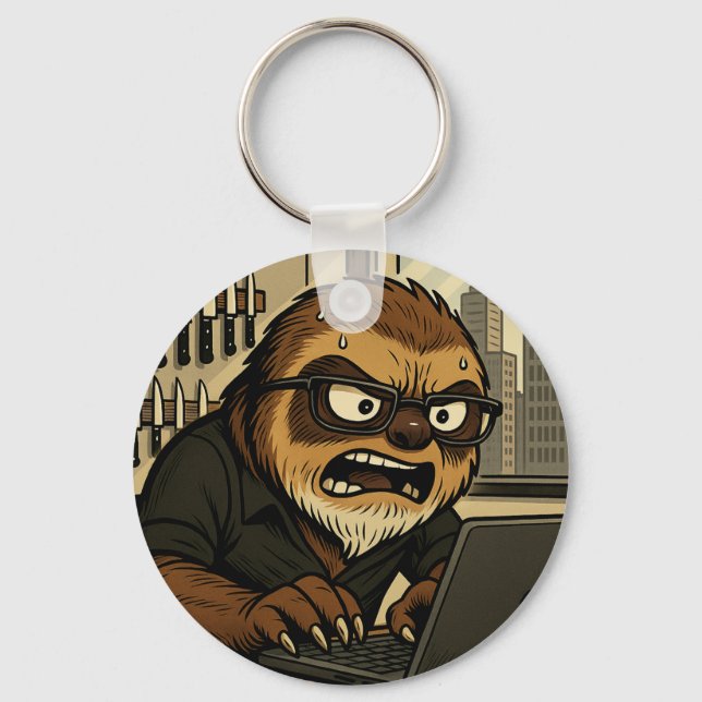 Phil Elmore Agitated Sloth Keychain Nyckelring (Framsida)