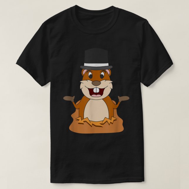Phil Groundhog Älskare Top hat S T Shirt (Design framsida)