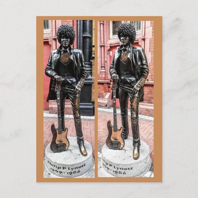 Phil Lynott staty, Dublin, Irland Vykort (Framsida)