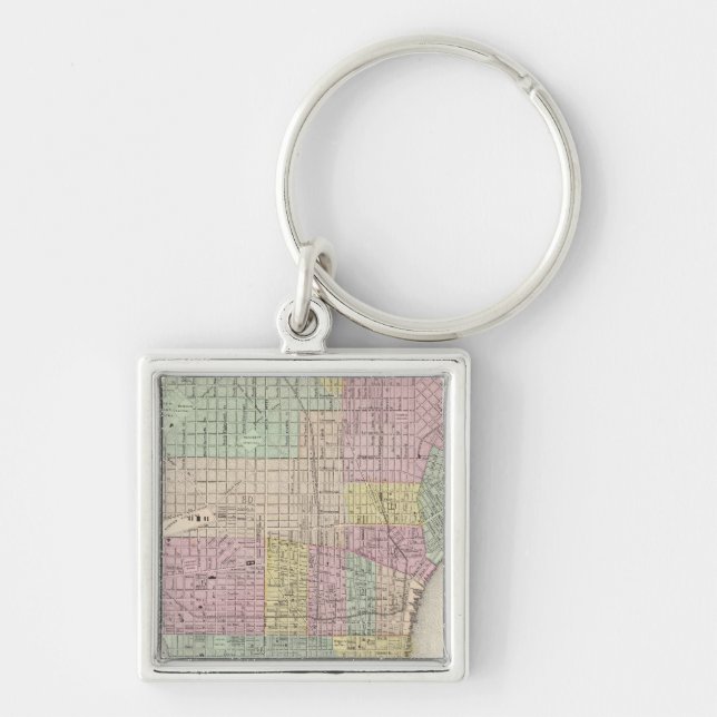 Philadelphia 2 fyrkantig silverfärgad nyckelring (Framsidan)