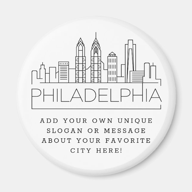 Philadelphia | Anpassningsbar City Message eller S Magnet (Framsidan)