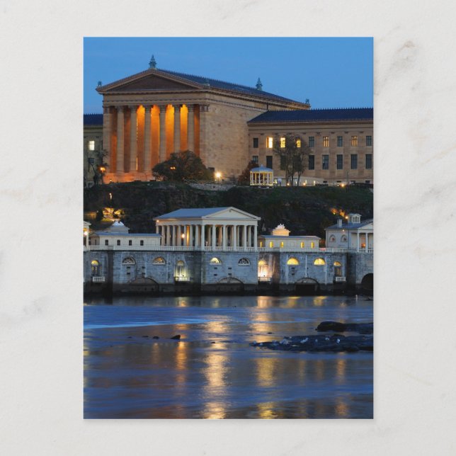 Philadelphia Art Museum och Fairmount Vatten Works Vykort (Framsida)