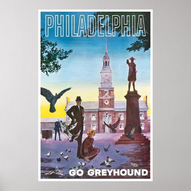 Philadelphia Art Philly Resorera Affisch Gå Greyho (Framsidan)