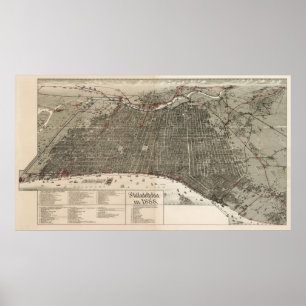 Philadelphia birdseye karta - 1887 (McFetridge) Bi Poster