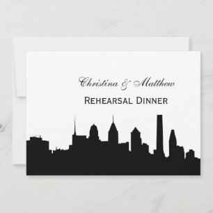Philadelphia Blk Skyline Silhouette Repetitions Mi Inbjudningar