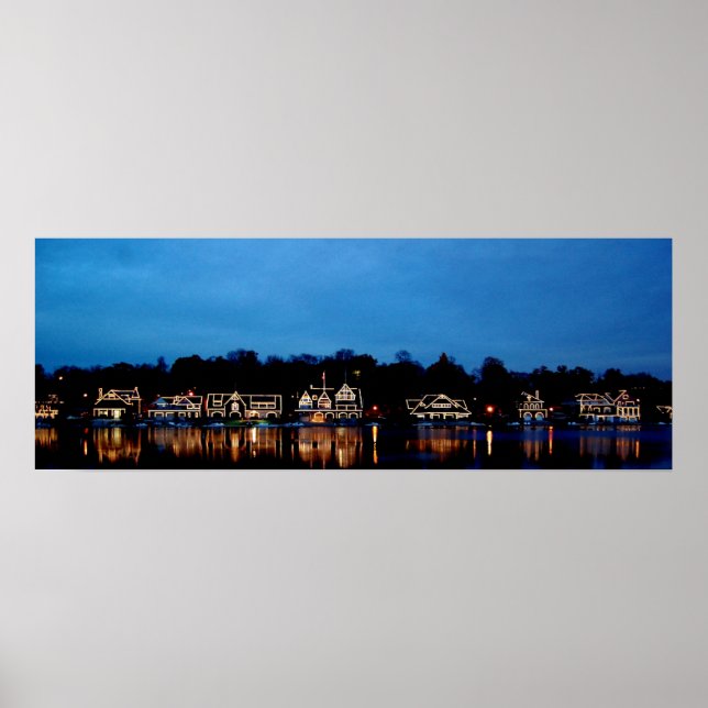 Philadelphia - Boat House Row nightlight panoramic Poster (Framsidan)