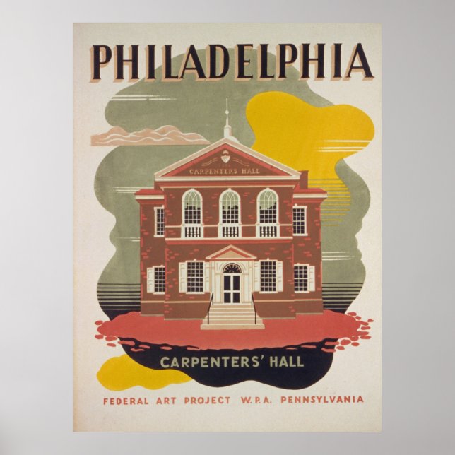 Philadelphia Carpenters Hall Vintage affisch (Framsidan)