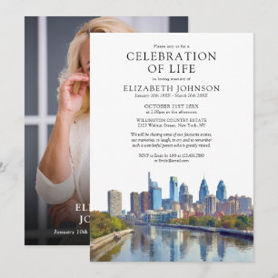 Philadelphia Celebration Of Life Begravningsminnes Inbjudningar