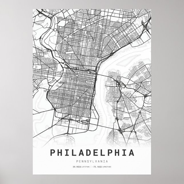 Philadelphia City Karta Poster (Framsidan)