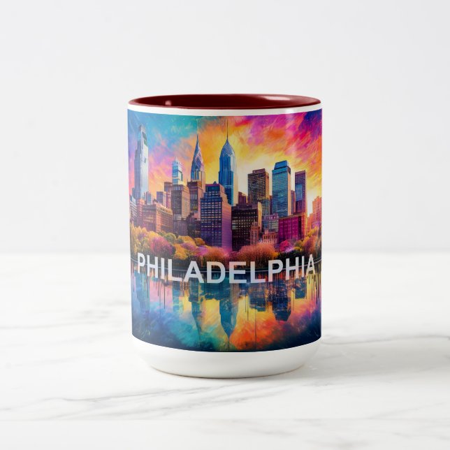 Philadelphia City of Brotherly Kärlek Två-Tonad Mugg (Center)