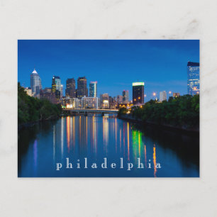 Philadelphia City på natten, Souvenir-kort Vykort