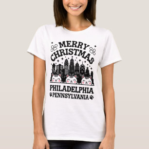 Philadelphia City Pennsylvania God jul Cat T Shirt