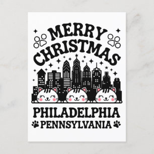 Philadelphia City Pennsylvania God jul Cat Vykort
