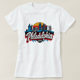 Philadelphia City Pennsylvania USA retro skyline T Shirt