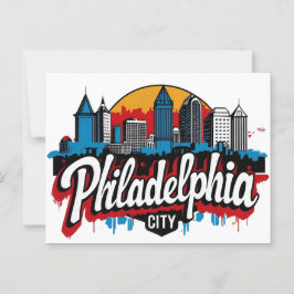 Philadelphia City Pennsylvania USA retro skyline Vykort