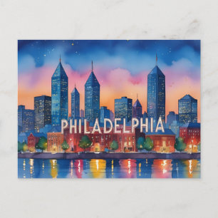 Philadelphia City Pennsylvania USA siluett Vykort