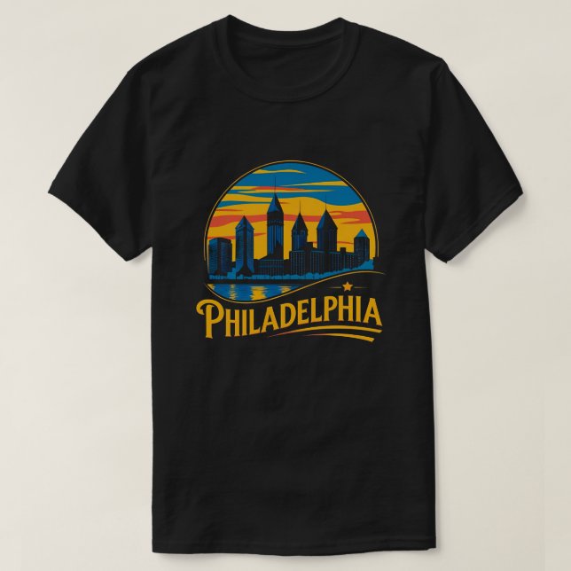 Philadelphia City Pennsylvania USA skyline T Shirt (Design framsida)