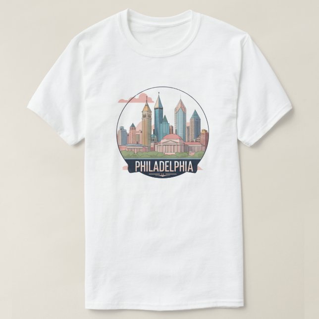 Philadelphia City Pennsylvania USA skyline T Shirt (Design framsida)