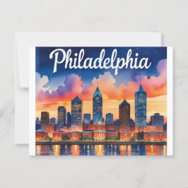 Philadelphia City Pennsylvania USA skyline Vykort