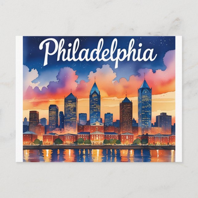 Philadelphia City Pennsylvania USA skyline Vykort (Framsida)