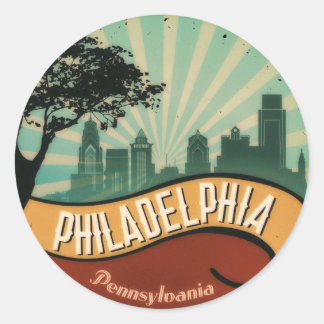 Philadelphia City Skyline Retro Vintage Sticker Runt Klistermärke