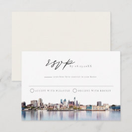 PHILADELPHIA City Skyline Watercolor OSA Postcard Inbjudningar