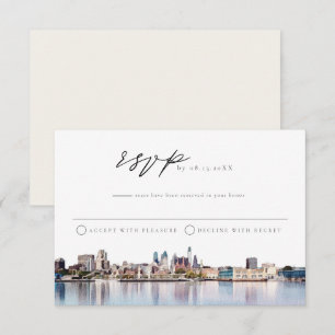 PHILADELPHIA City Skyline Watercolor OSA Postcard Inbjudningar