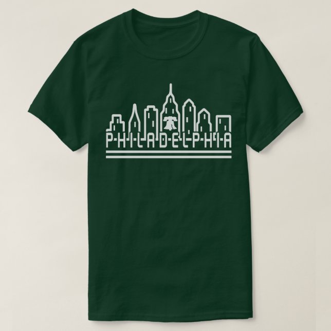 Philadelphia City Skyline White Liberty Bell Vinta T Shirt (Design framsida)