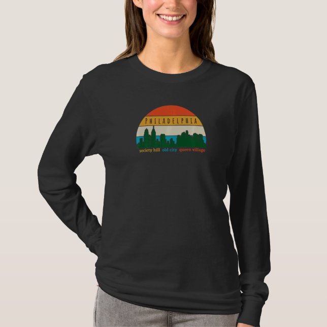 Philadelphia Cityscape Sunset Old City Philly Neig T Shirt (Framsida)