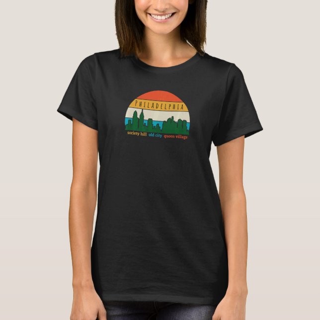 Philadelphia Cityscape Sunset Old City Philly Neig T Shirt (Framsida)