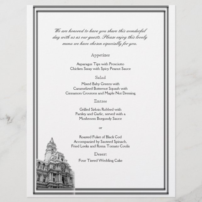 Philadelphia Destination Wedding Menu (Framsida)
