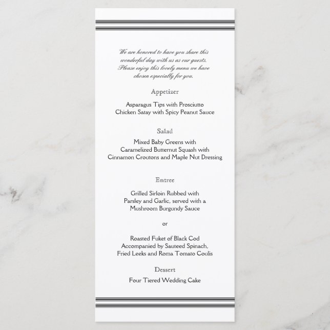Philadelphia Destination Wedding Menu Meny (Framsida)