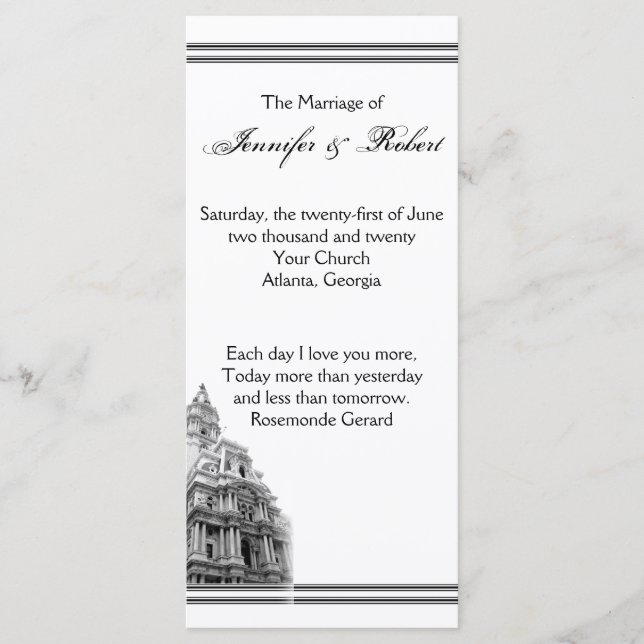 Philadelphia Destination Wedding Program (Framsida)