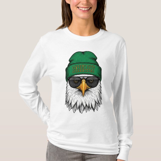 Philadelphia Eagle Coola Beanie Sunglasses T-Shirt (Framsida)