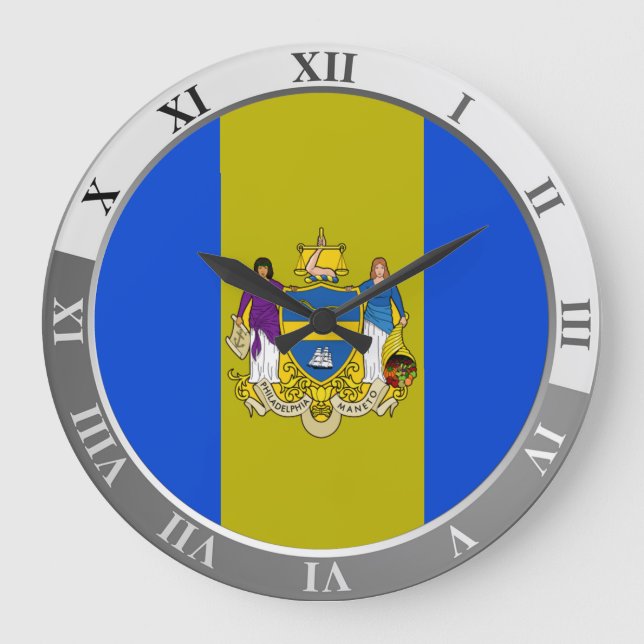 Philadelphia flag Large Clock Stor Klocka (Framsida)