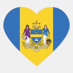 Philadelphia Flagga Hjärtformat Klistermärke